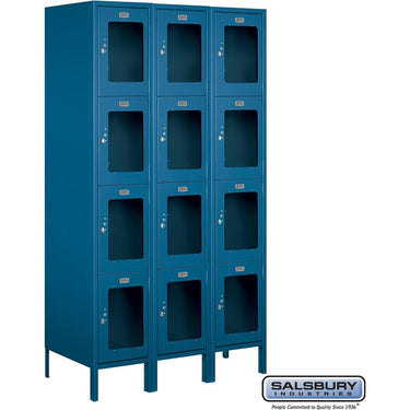 15-inch Wide Four Tier See-Through Metal Locker - 3 Wide - 6 Feet High - 18-inch Deep by Salsbury – Blue – Assembled by Salsbury