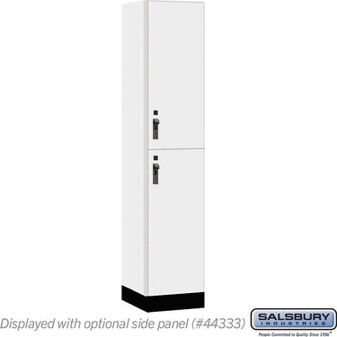 15-inch Wide Premier Wood Locker - Double Tier-1 Wide - 6 Feet High - 18-inch Deep by Salsbury – Arctic White – Black Hasps by Salsbury