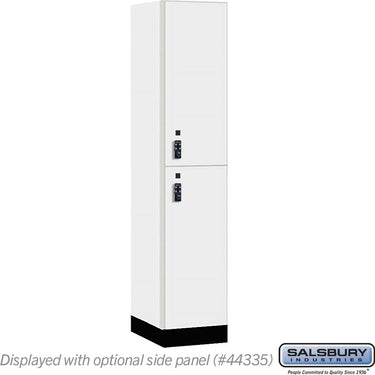 15-inch Wide Premier Wood Locker - Double Tier-1 Wide - 6 Feet High - 21-inch Deep by Salsbury – Arctic White – Black Resettable Combination Locks by Salsbury