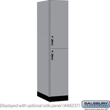 15-inch Wide Premier Wood Locker - Double Tier-1 Wide - 6 Feet High - 24-inch Deep by Salsbury – Winter Fog – Black Hasps by Salsbury
