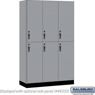 15-inch Wide Premier Wood Locker - Double Tier-3 Wide - 6 Feet High - 18-inch Deep by Salsbury – Winter Fog – Black Hasps by Salsbury