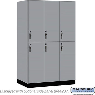 15-inch Wide Premier Wood Locker - Double Tier-3 Wide - 6 Feet High - 24-inch Deep by Salsbury – Winter Fog – Black Hasps by Salsbury