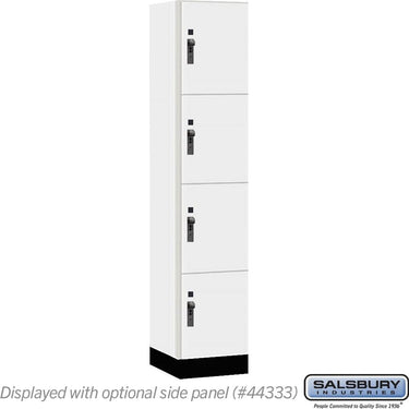 15-inch Wide Premier Wood Locker - Four Tier-1 Wide - 6 Feet High - 18-inch Deep by Salsbury – Arctic White – Black Hasps by Salsbury