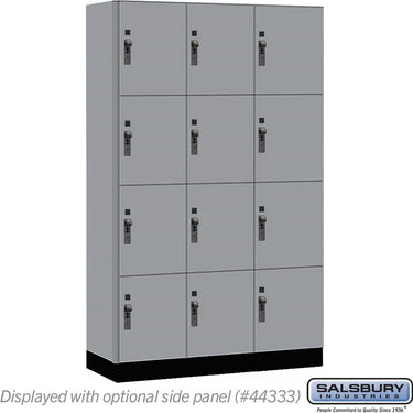 15-inch Wide Premier Wood Locker - Four Tier-3 Wide - 6 Feet High - 18-inch Deep by Salsbury – Winter Fog – Black Hasps by Salsbury