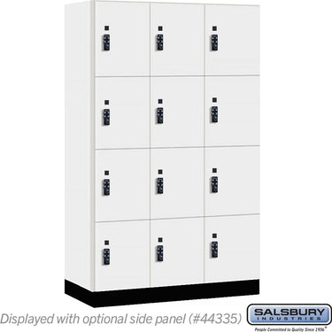 15-inch Wide Premier Wood Locker - Four Tier-3 Wide - 6 Feet High - 21-inch Deep by Salsbury – Arctic White – Black Resettable Combination Locks by Salsbury