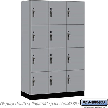15-inch Wide Premier Wood Locker - Four Tier-3 Wide - 6 Feet High - 21-inch Deep by Salsbury – Winter Fog – Black Hasps by Salsbury
