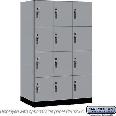 15-inch Wide Premier Wood Locker - Four Tier-3 Wide - 6 Feet High - 24-inch Deep by Salsbury – Winter Fog – Black Hasps by Salsbury