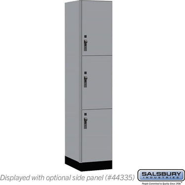 15-inch Wide Premier Wood Locker - Triple Tier-1 Wide - 6 Feet High - 21-inch Deep by Salsbury – Winter Fog – Black Hasps by Salsbury