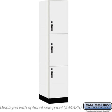 15-inch Wide Premier Wood Locker - Triple Tier-1 Wide - 6 Feet High - 21-inch Deep by Salsbury – Arctic White – Black Hasps by Salsbury