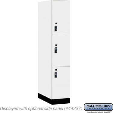 15-inch Wide Premier Wood Locker - Triple Tier-1 Wide - 6 Feet High - 24-inch Deep by Salsbury – Arctic White – Black Resettable Combination Locks by Salsbury