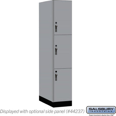 15-inch Wide Premier Wood Locker - Triple Tier-1 Wide - 6 Feet High - 24-inch Deep by Salsbury – Winter Fog – Black Hasps by Salsbury