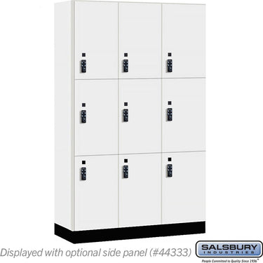 15-inch Wide Premier Wood Locker - Triple Tier-3 Wide - 6 Feet High - 18-inch Deep by Salsbury – Arctic White – Black Resettable Combination Locks by Salsbury