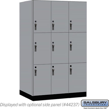15-inch Wide Premier Wood Locker - Triple Tier-3 Wide - 6 Feet High - 24-inch Deep by Salsbury – Winter Fog – Black Hasps by Salsbury