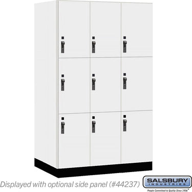 15-inch Wide Premier Wood Locker - Triple Tier-3 Wide - 6 Feet High - 24-inch Deep by Salsbury – Arctic White – Black Hasps by Salsbury