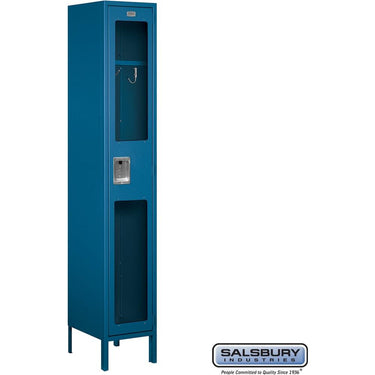 15-inch Wide Single Tier See-Through Metal Locker - 1 Wide - 6 Feet High - 15-inch Deep by Salsbury – Blue – Assembled by Salsbury