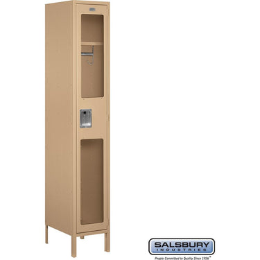 15-inch Wide Single Tier See-Through Metal Locker - 1 Wide - 6 Feet High - 18-inch Deep by Salsbury – Tan – Assembled by Salsbury