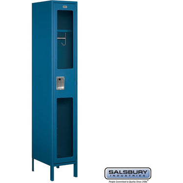 15-inch Wide Single Tier See-Through Metal Locker - 1 Wide - 6 Feet High - 18-inch Deep by Salsbury – Blue – Assembled by Salsbury