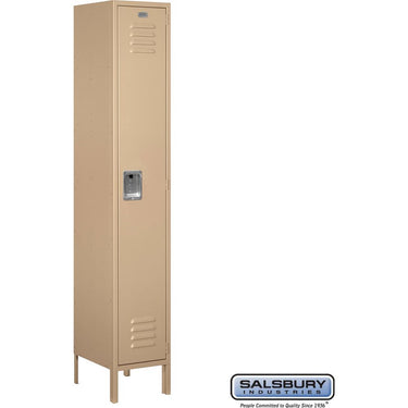 15-inch Wide Single Tier Standard Metal Locker - 1 Wide - 6 Feet High - 15-inch Deep by Salsbury – Tan – Assembled by Salsbury