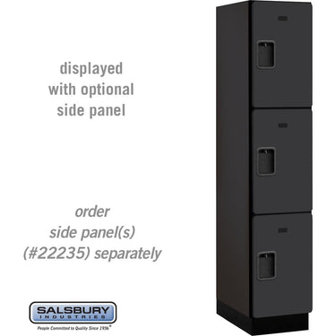 15-inch Wide Triple Tier Designer Wood Locker - 1 Wide - 6 Feet High - 21-inch Deep by Salsbury – Black – Hasps by Salsbury