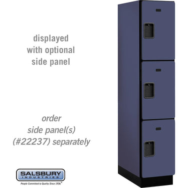15-inch Wide Triple Tier Designer Wood Locker - 1 Wide - 6 Feet High - 24-inch Deep by Salsbury – Blue – Hasps by Salsbury