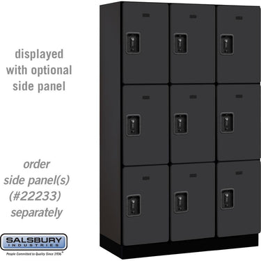 15-inch Wide Triple Tier Designer Wood Locker - 3 Wide - 6 Feet High - 18-inch Deep by Salsbury – Black – Black Resettable Combination Locks by Salsbury