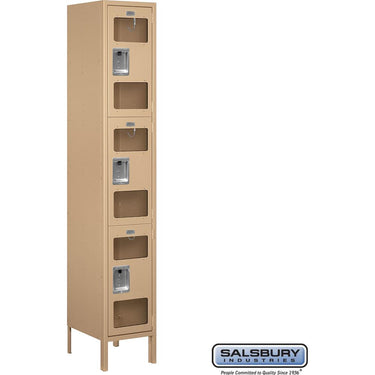 15-inch Wide Triple Tier See-Through Metal Locker - 1 Wide - 6 Feet High - 15-inch Deep by Salsbury – Tan – Assembled by Salsbury