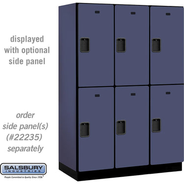 18-inch Wide Double Tier Designer Wood Locker - 3 Wide - 6 Feet High - 21-inch Deep by Salsbury – Blue – Hasps by Salsbury