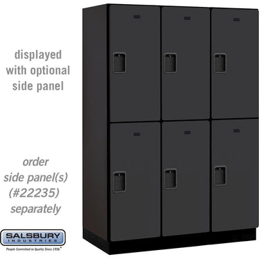18-inch Wide Double Tier Designer Wood Locker - 3 Wide - 6 Feet High - 21-inch Deep by Salsbury – Black – Hasps by Salsbury