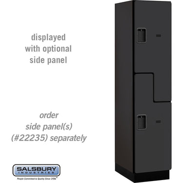 18-inch Wide Double Tier 'S' Style Designer Wood Locker - 1 Wide - 6 Feet High - 21-inch Deep by Salsbury – Black – Hasps by Salsbury