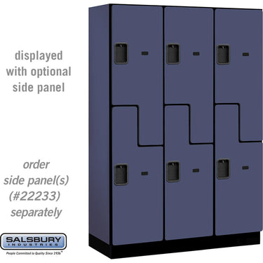 18-inch Wide Double Tier 'S' Style Designer Wood Locker - 3 Wide - 6 Feet High - 18-inch Deep by Salsbury – Blue – Hasps by Salsbury