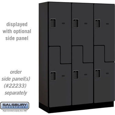 18-inch Wide Double Tier 'S' Style Designer Wood Locker - 3 Wide - 6 Feet High - 18-inch Deep by Salsbury – Black – Hasps by Salsbury