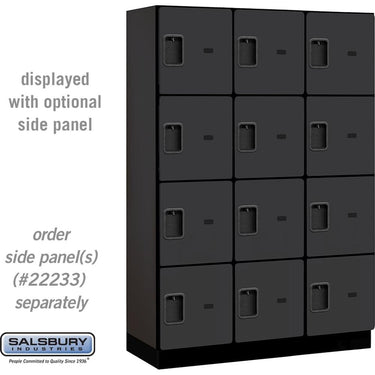 18-inch Wide Four Tier Designer Wood Locker - 3 Wide - 6 Feet High - 18-inch Deep by Salsbury – Black – Hasps by Salsbury