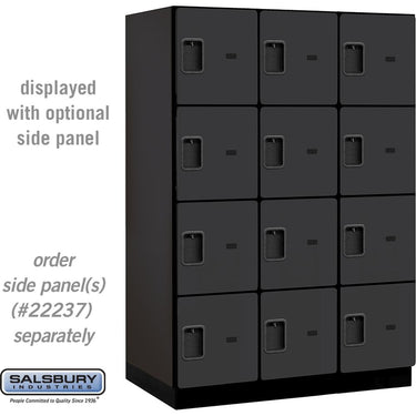 18-inch Wide Four Tier Designer Wood Locker - 3 Wide - 6 Feet High - 24-inch Deep by Salsbury – Black – Hasps by Salsbury