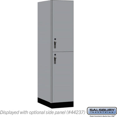 18-inch Wide Premier Wood Locker - Double Tier-1 Wide - 6 Feet High - 24-inch Deep by Salsbury – Winter Fog – Black Hasps by Salsbury