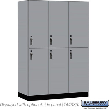 18-inch Wide Premier Wood Locker - Double Tier-3 Wide - 6 Feet High - 21-inch Deep by Salsbury – Winter Fog – Black Hasps by Salsbury