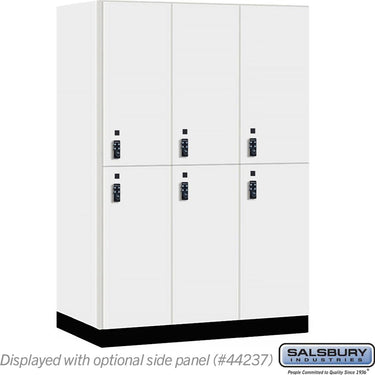 18-inch Wide Premier Wood Locker - Double Tier-3 Wide - 6 Feet High - 24-inch Deep by Salsbury – Arctic White – Black Resettable Combination Locks by Salsbury