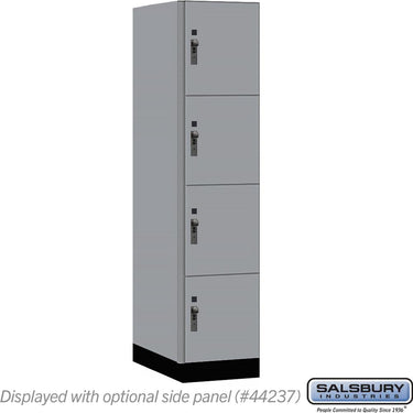 18-inch Wide Premier Wood Locker - Four Tier-1 Wide - 6 Feet High - 24-inch Deep by Salsbury – Winter Fog – Black Hasps by Salsbury
