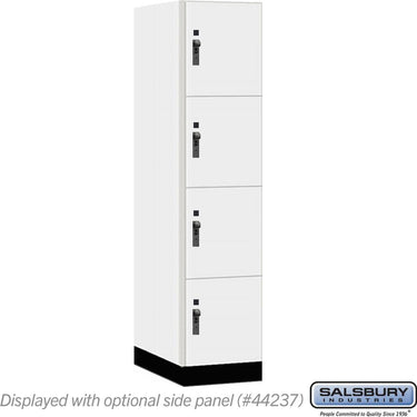 18-inch Wide Premier Wood Locker - Four Tier-1 Wide - 6 Feet High - 24-inch Deep by Salsbury – Arctic White – Black Hasps by Salsbury