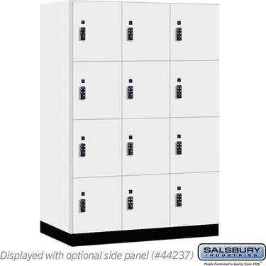 18-inch Wide Premier Wood Locker - Four Tier-3 Wide - 6 Feet High - 24-inch Deep by Salsbury – Arctic White – Black Resettable Combination Locks by Salsbury