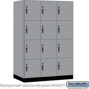 18-inch Wide Premier Wood Locker - Four Tier-3 Wide - 6 Feet High - 24-inch Deep by Salsbury – Winter Fog – Black Hasps by Salsbury