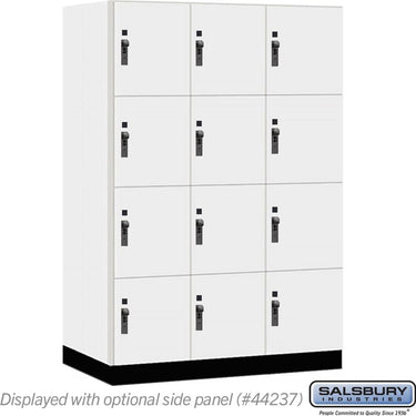 18-inch Wide Premier Wood Locker - Four Tier-3 Wide - 6 Feet High - 24-inch Deep by Salsbury – Arctic White – Black Hasps by Salsbury