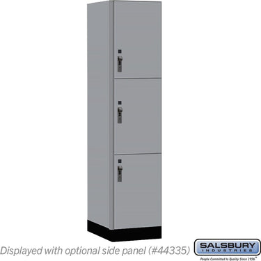 18-inch Wide Premier Wood Locker - Triple Tier-1 Wide - 6 Feet High - 21-inch Deep by Salsbury – Winter Fog – Black Hasps by Salsbury