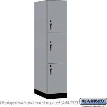 18-inch Wide Premier Wood Locker - Triple Tier-1 Wide - 6 Feet High - 24-inch Deep by Salsbury – Winter Fog – Black Hasps by Salsbury