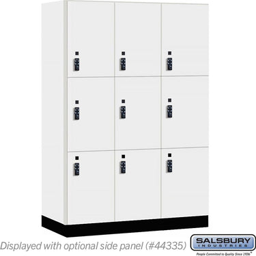 18-inch Wide Premier Wood Locker - Triple Tier-3 Wide - 6 Feet High - 21-inch Deep by Salsbury – Arctic White – Black Resettable Combination Locks by Salsbury