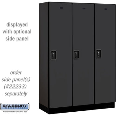 18-inch Wide Single Tier Designer Wood Locker - 3 Wide - 6 Feet High - 18-inch Deep by Salsbury – Black – Black Resettable Combination Locks by Salsbury