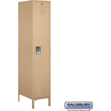 18-inch Wide Single Tier Standard Metal Locker - 1 Wide - 6 Feet High - 21-inch Deep by Salsbury – Tan – Assembled by Salsbury