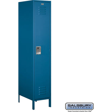 18-inch Wide Single Tier Standard Metal Locker - 1 Wide - 6 Feet High - 21-inch Deep by Salsbury – Blue – Assembled by Salsbury