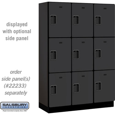 18-inch Wide Triple Tier Designer Wood Locker - 3 Wide - 6 Feet High - 18-inch Deep by Salsbury – Black – Hasps by Salsbury