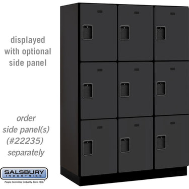 18-inch Wide Triple Tier Designer Wood Locker - 3 Wide - 6 Feet High - 21-inch Deep by Salsbury – Black – Hasps by Salsbury