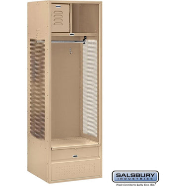 24-inch Wide Open Access Metal Locker - 6 Feet High - 24-inch Deep by Salsbury – Tan – Assembled by Salsbury